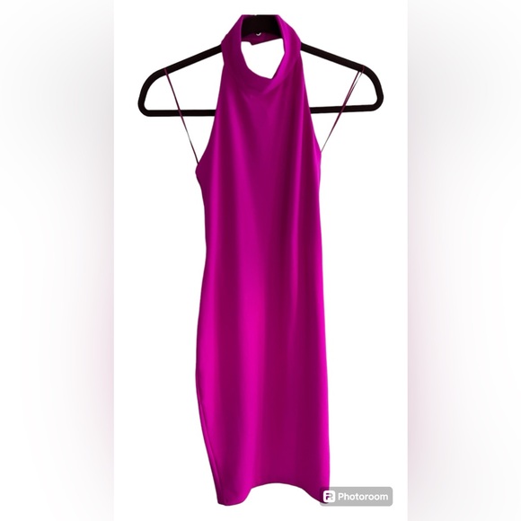 Susana Monaco High Neck Halter Midi Dress BarbieCORE Hit Pink NWT X Small - Picture 7 of 14